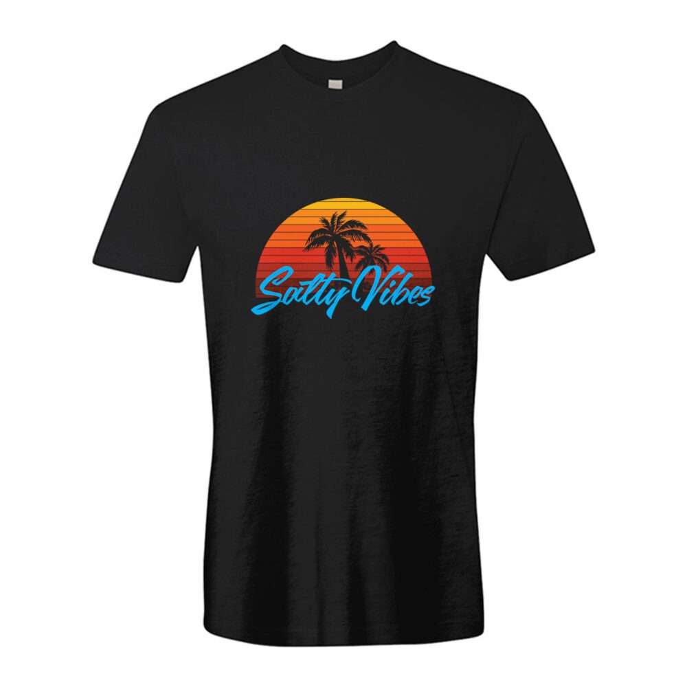 Salty Vibes Sunset Unisex Tshirt - 2XL, Black