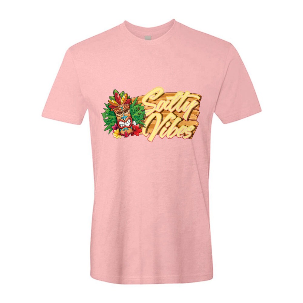 Salty Vibes Tiki Unisex T-Shirt - XL, Light Pink