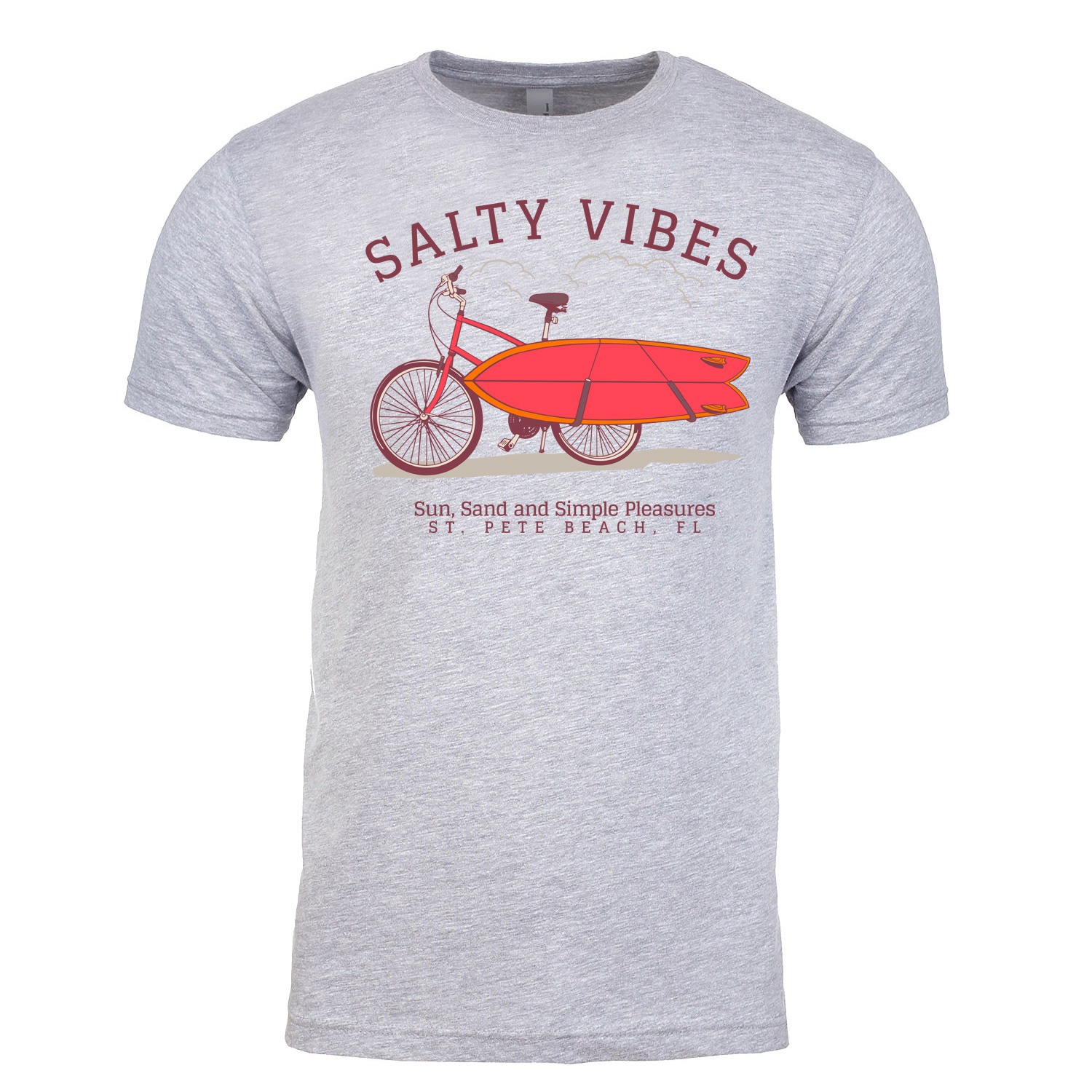 Salty Vibes Bicycle Unisex T-Shirt - Heather Gray, 2XL