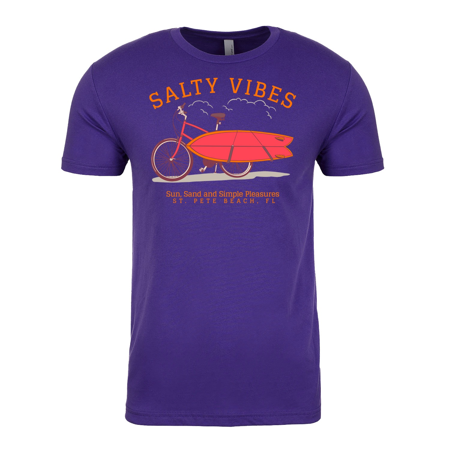 Salty Vibes Bicycle Unisex T-Shirt - Purple, 2XL