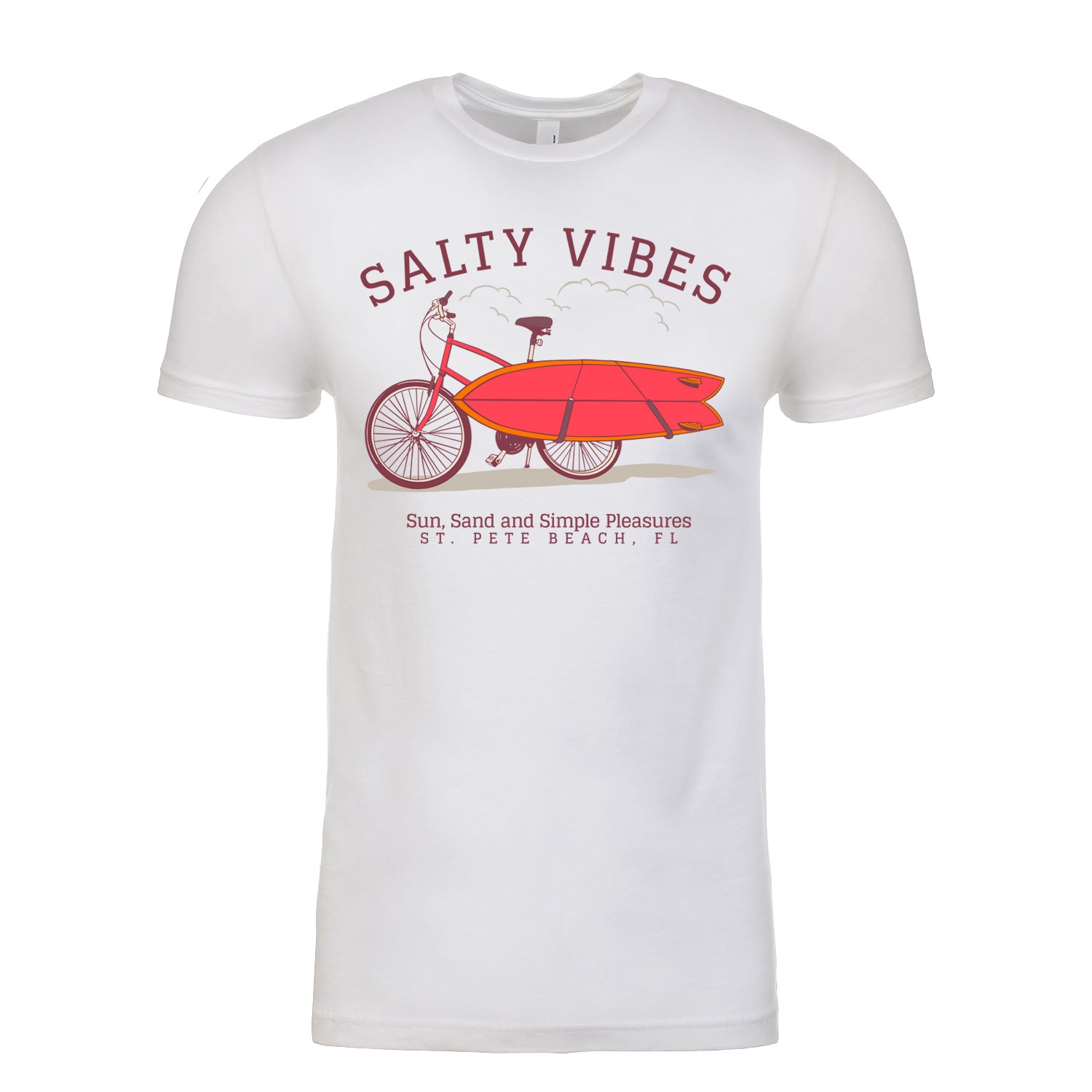 Salty Vibes Bicycle Unisex T-Shirt - White, 2XL