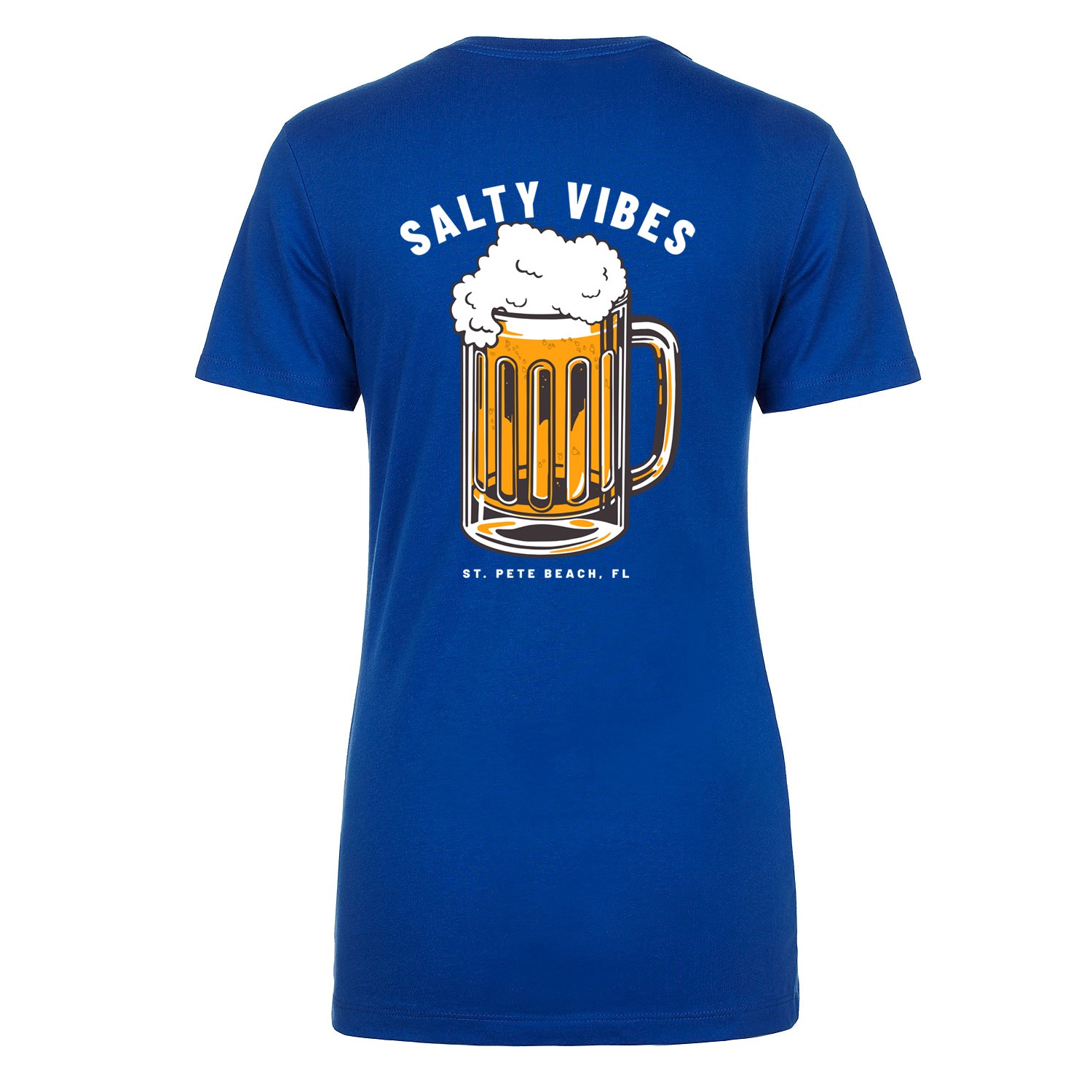 Salty Vibes Beer Womens Fitted T-shirt - Royal Blue, XL