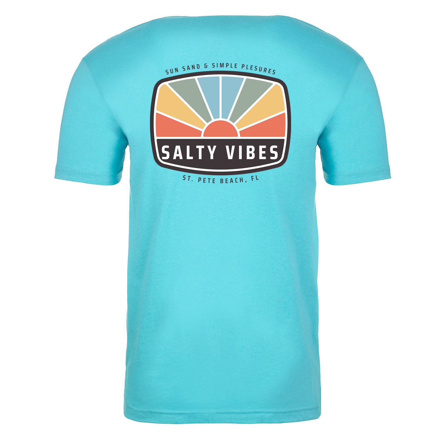 Salty Vibes Sunburst Unisex T-Shirt - Tahiti Blue, 2XL