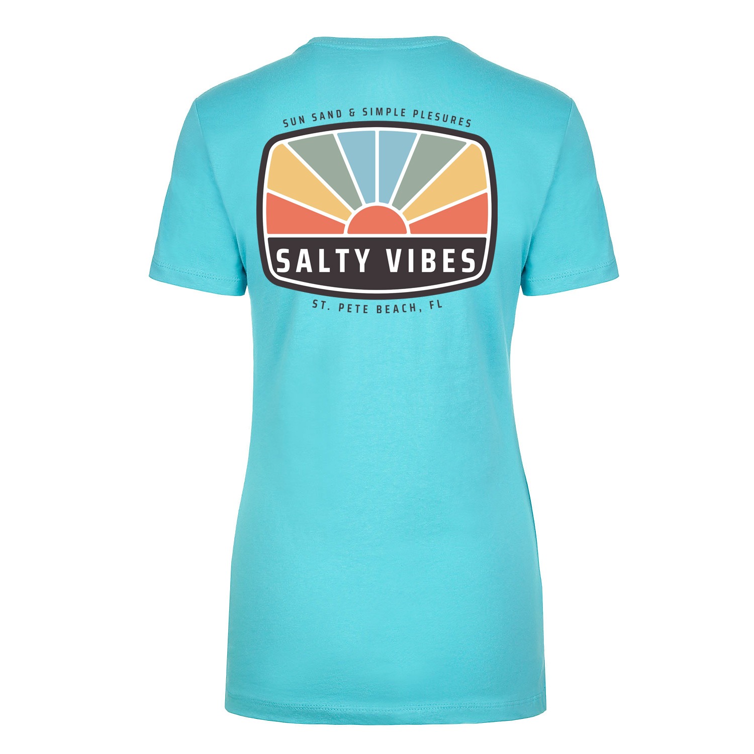 Salty Vibes Sunburst Women's Fitted T-shirt - Tahiti Blue, 2XL