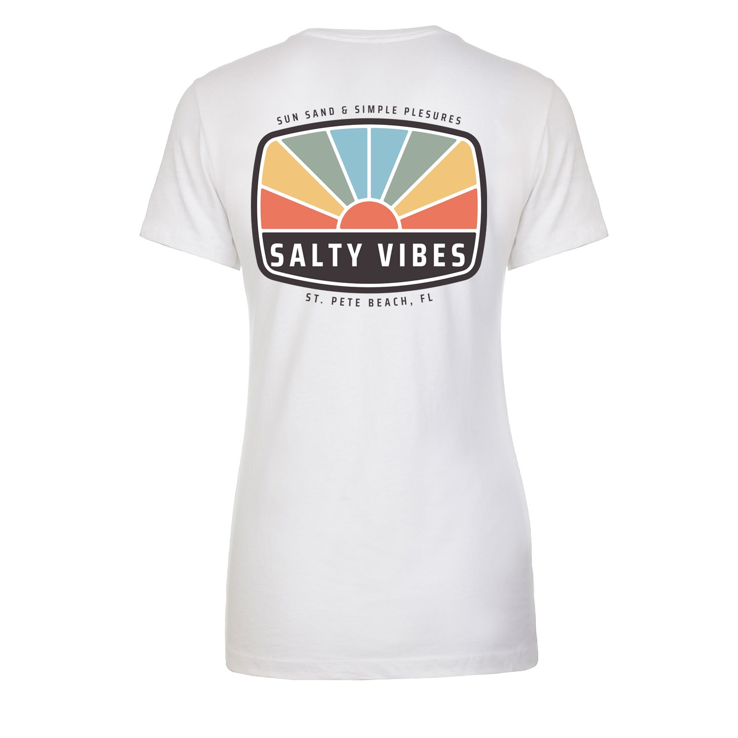 Salty Vibes Sunburst Women's Fitted T-shirt - White, 2XL