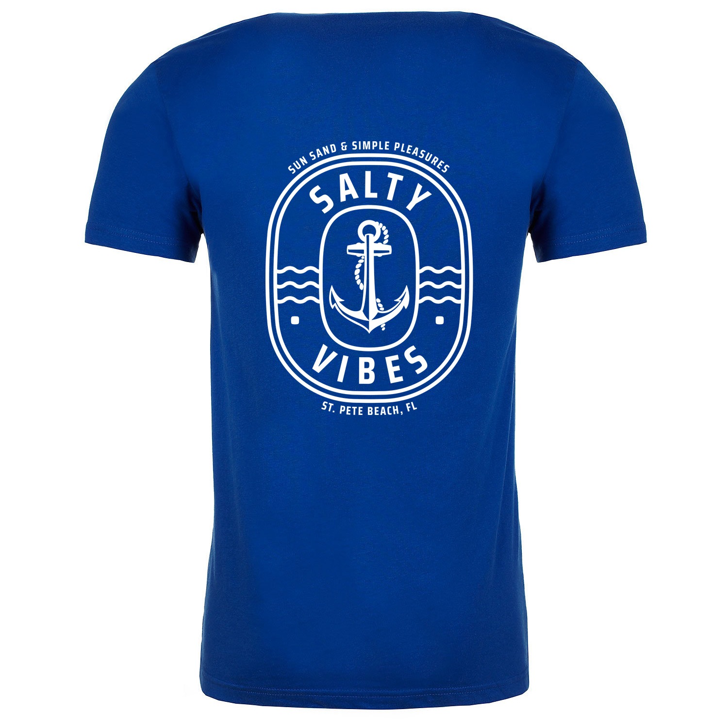 Salty Vibes Anchor Unisex T-Shirt - Royal Blue, 2XL