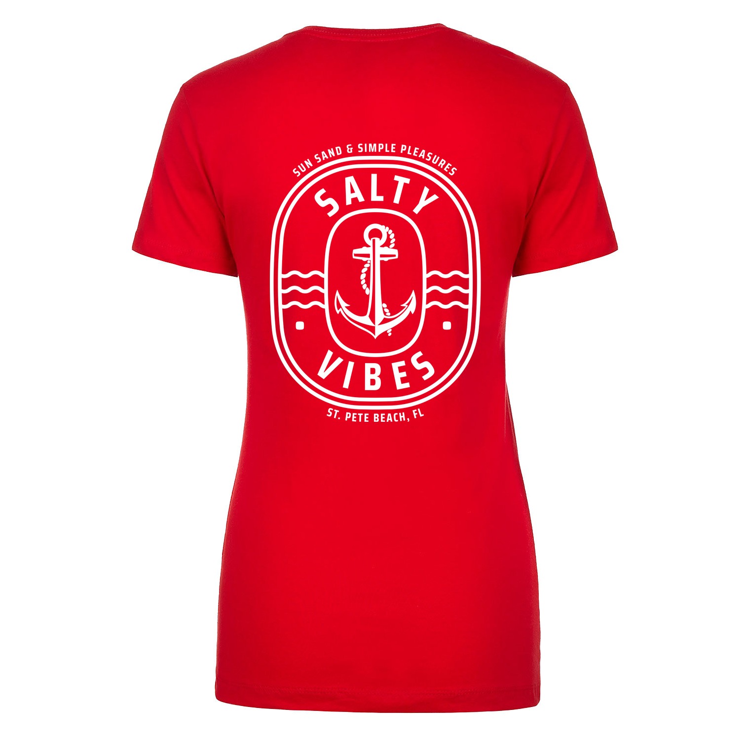 Salty Vibes Anchor Women's Fitted T-shirt - Red, 2XL