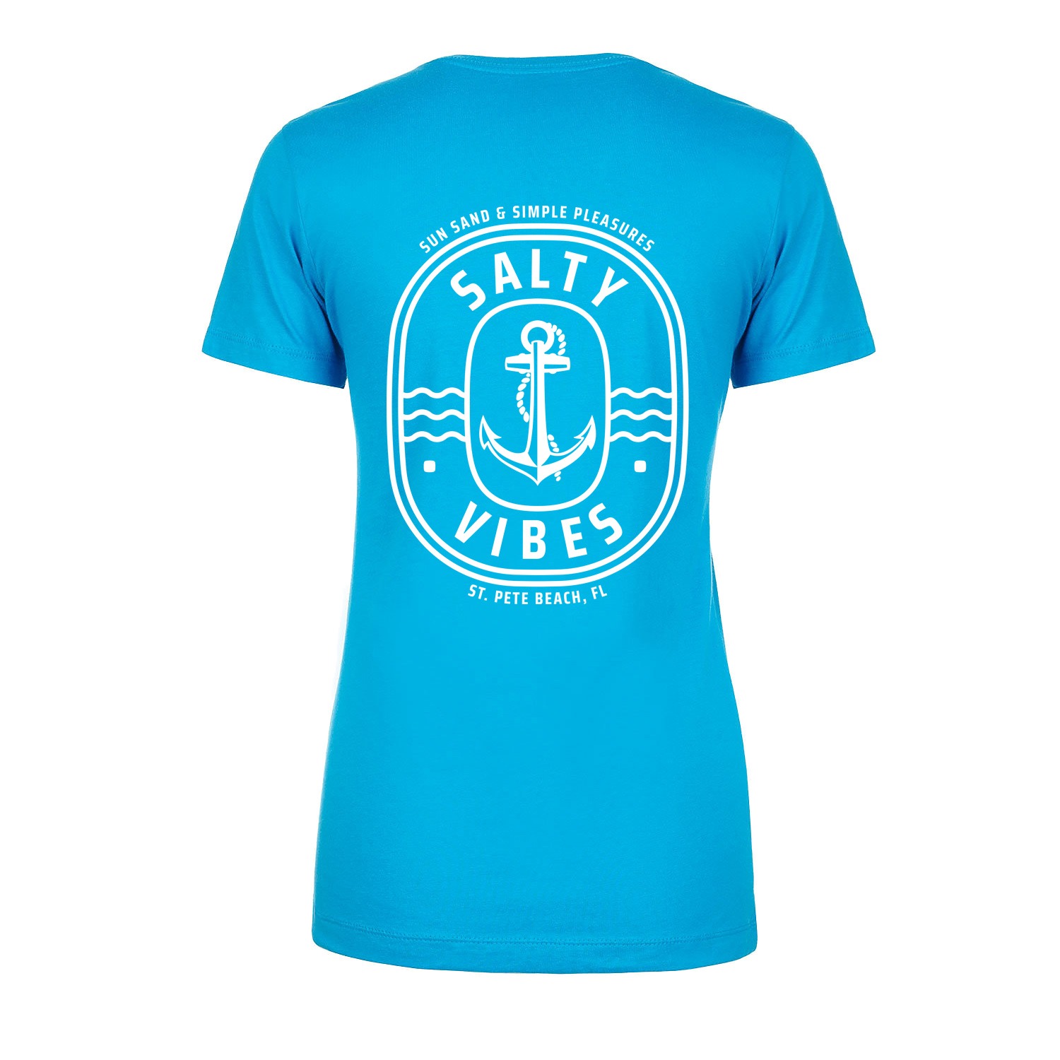 Salty Vibes Anchor Women's Fitted T-shirt - Turquoise, 2XL