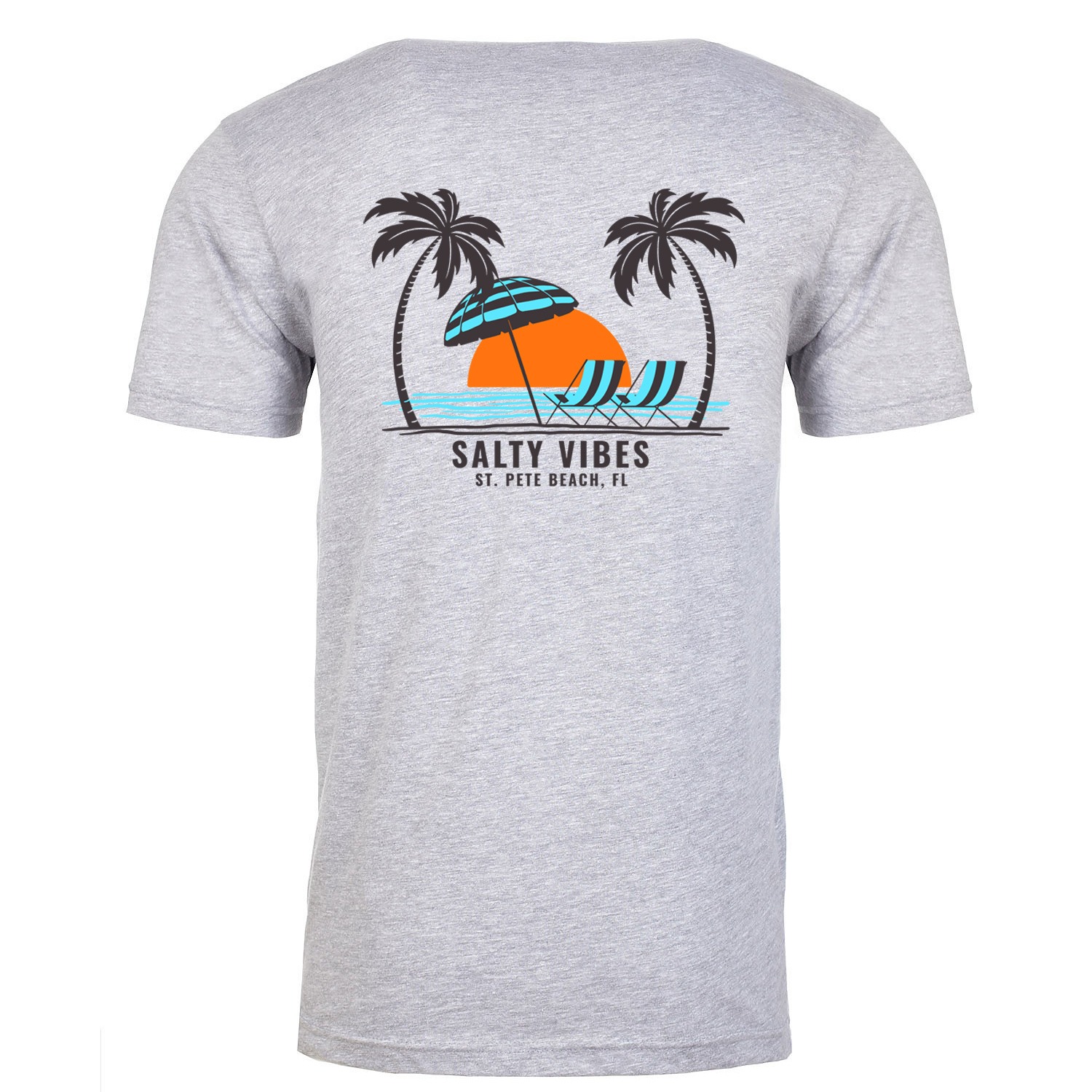 Salty Vibes Beach Sunset Unisex T-Shirt - Heather Gray, 2XL