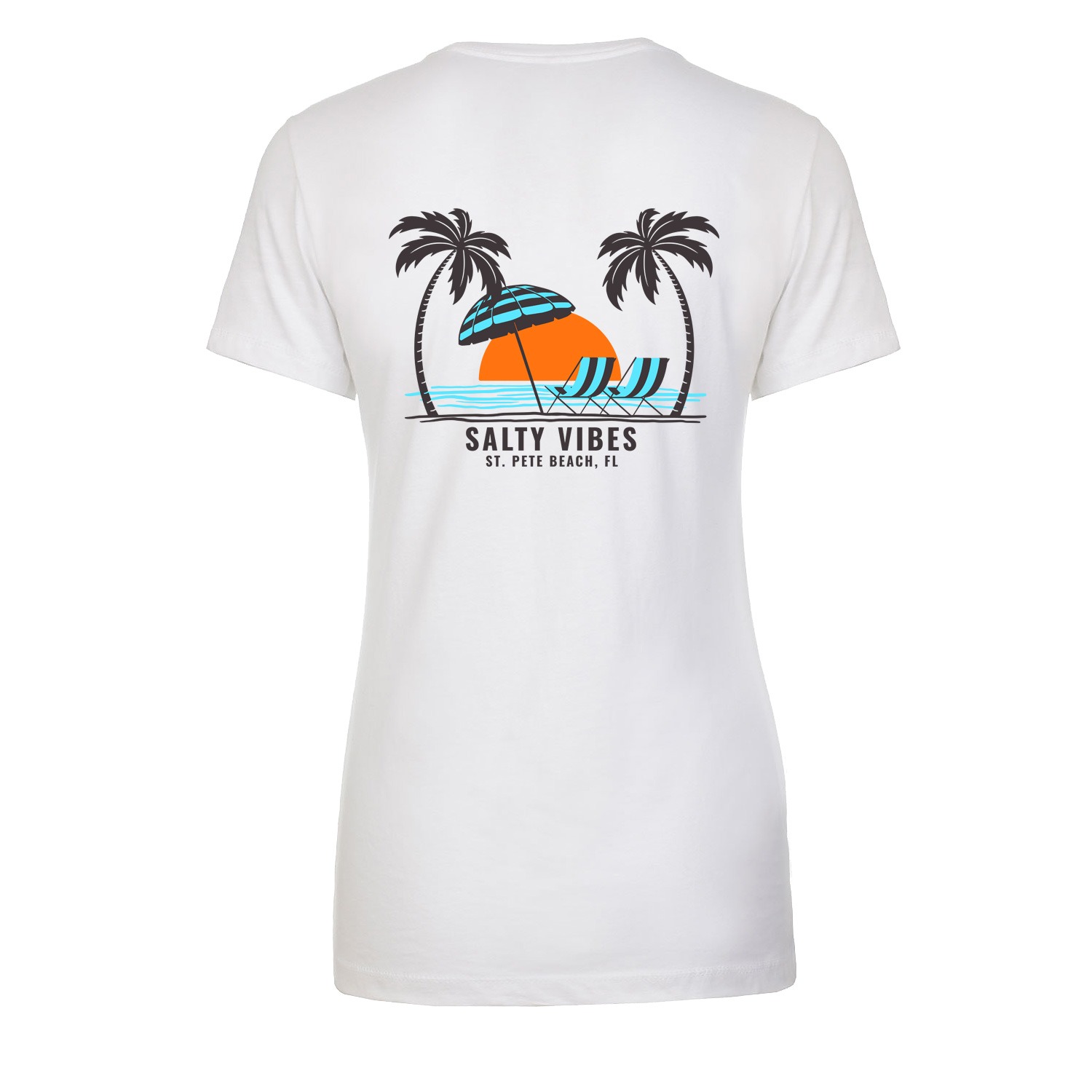 Salty Vibes Beach Sunset Women's Fitted T-Shirt - White, M