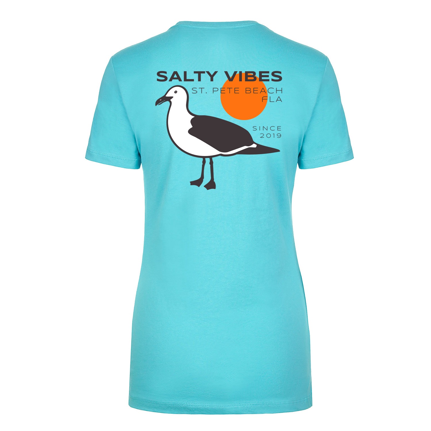 Salty Vibes Sea Gull Women's Fitted T-Shirt - Tahiti Blue, 2XL