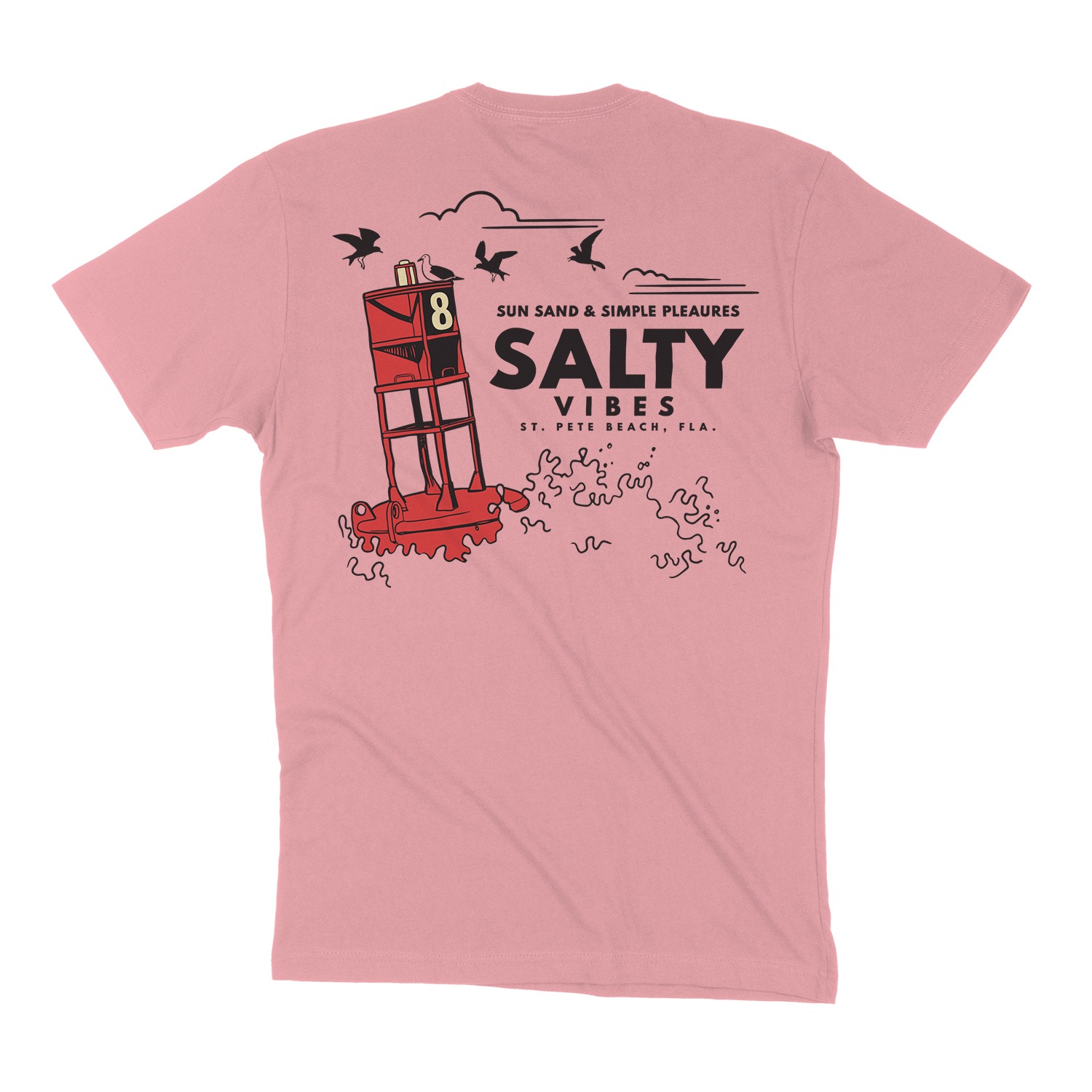 Salty Vibes Buoy Unisex T-Shirt - Light Pink, 2XL