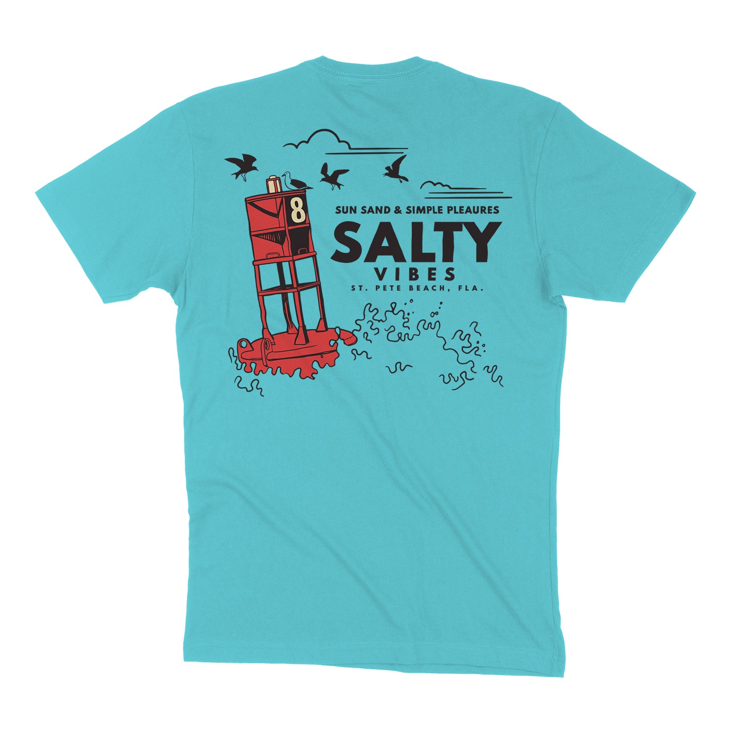 Salty Vibes Buoy Unisex T-Shirt - Tahiti Blue, 2XL