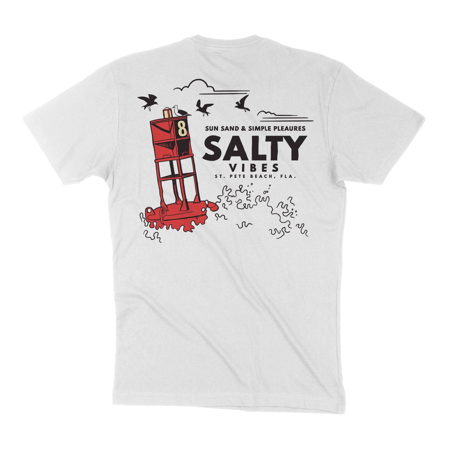Salty Vibes Buoy Unisex T-Shirt - White, 2XL