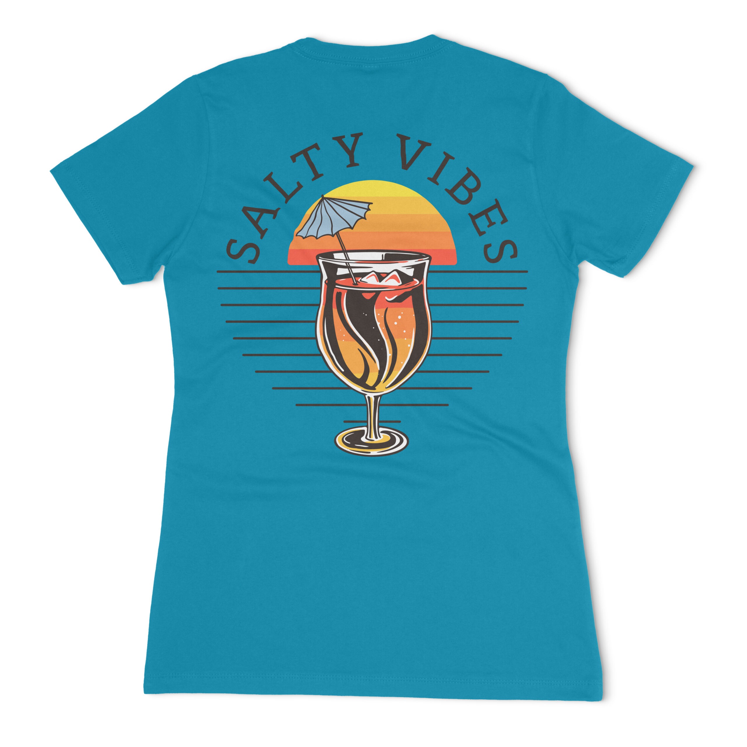 Salty Vibes Drink and Sunset Women's Fitted T-Shirt - Turquoise, 2XL