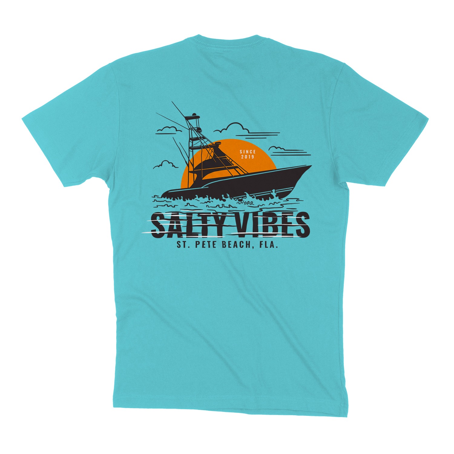 Salty Vibes Fishing Unisex T-Shirt - Tahiti Blue, 2XL